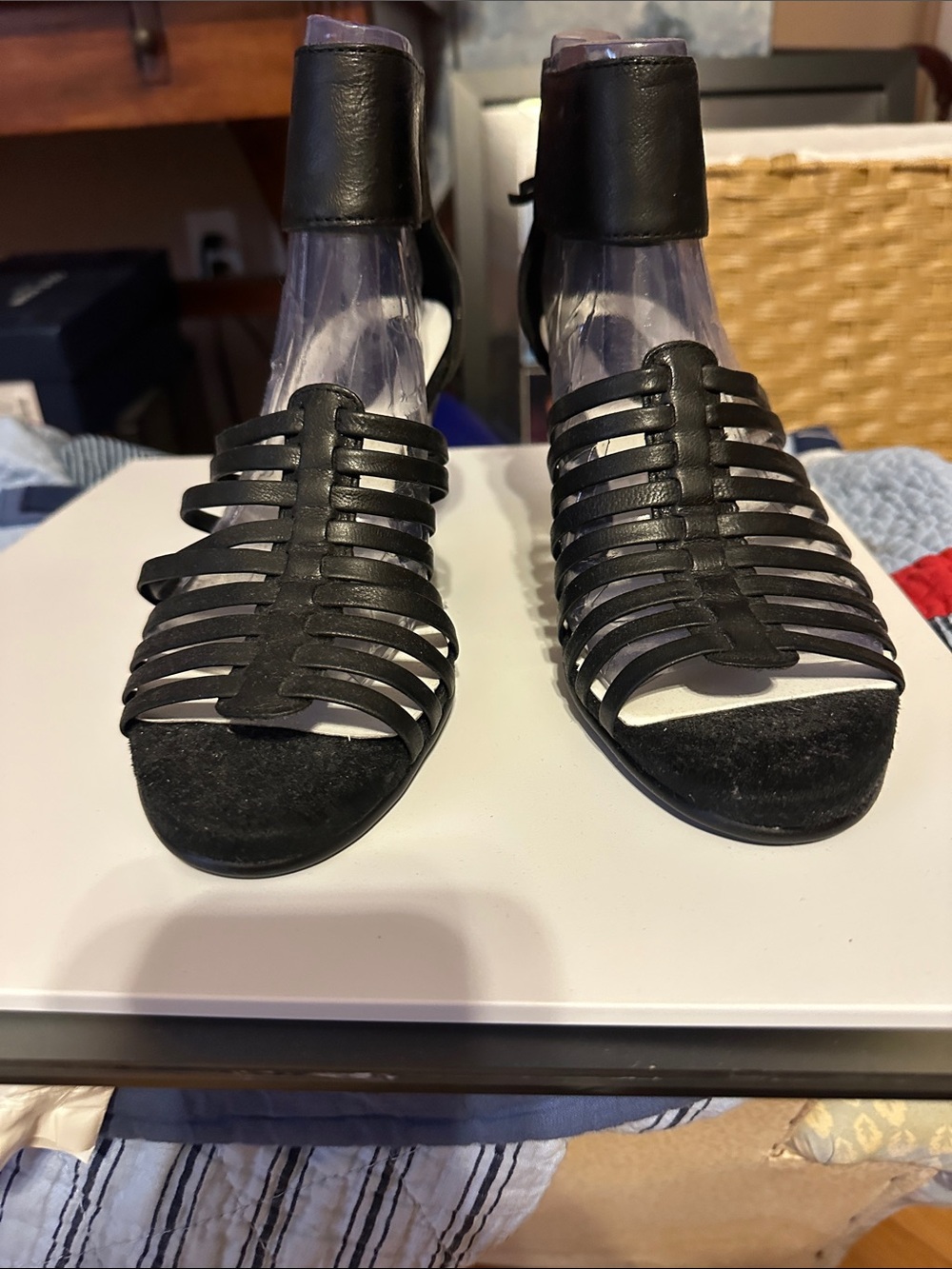 AEROSOLES Black Strappy Cage Heels
